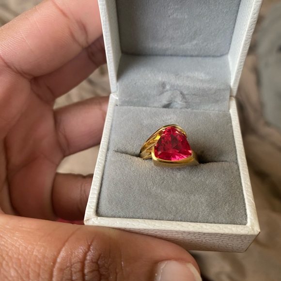 S925 Trillion Cut Ruby Ring - Picture 8 of 12